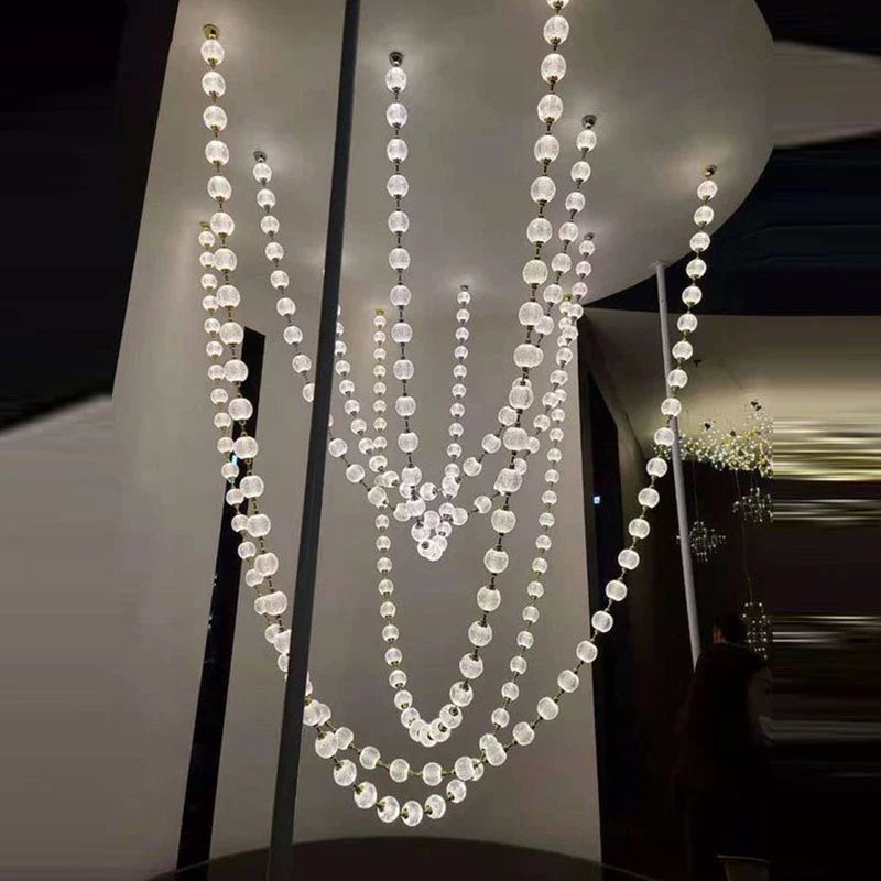 Afralia™ Elegant Pendant Lights for Duplex Building Hotel Lobby Villa Stair Lamps