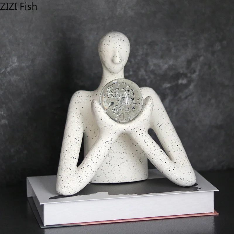 Afralia™ Abstract Figures Sculpture Decor: Resin Desk Statue Ornament for Room Aesthetics