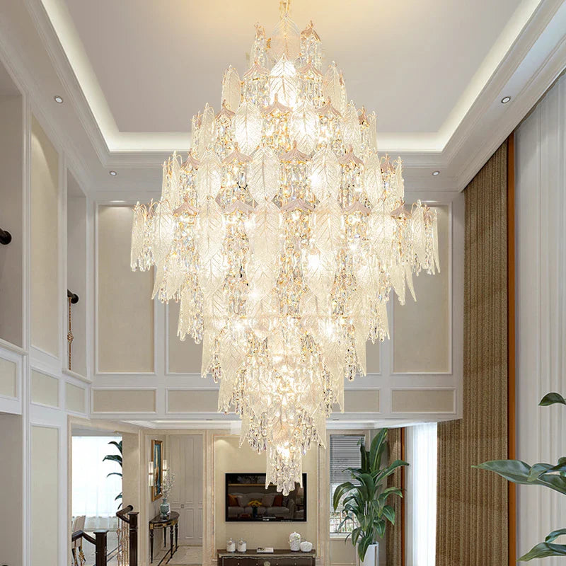 Afralia™ Modern Villa Rotating Crystal Chandelier