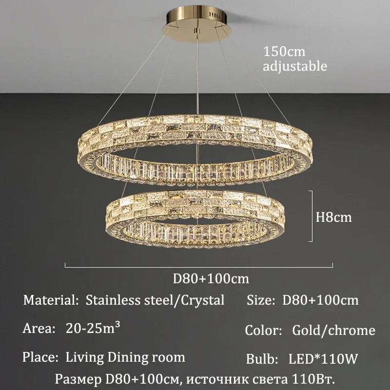 Afralia™ Crystal Chandeliers Led Lights Ceiling Lamp Suspension Chandelier Luxury Home Decor