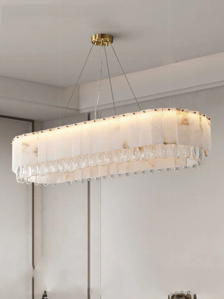 Afralia™ Crystal Marble Ceiling Chandelier LED Hanging Lamps for Dining Room