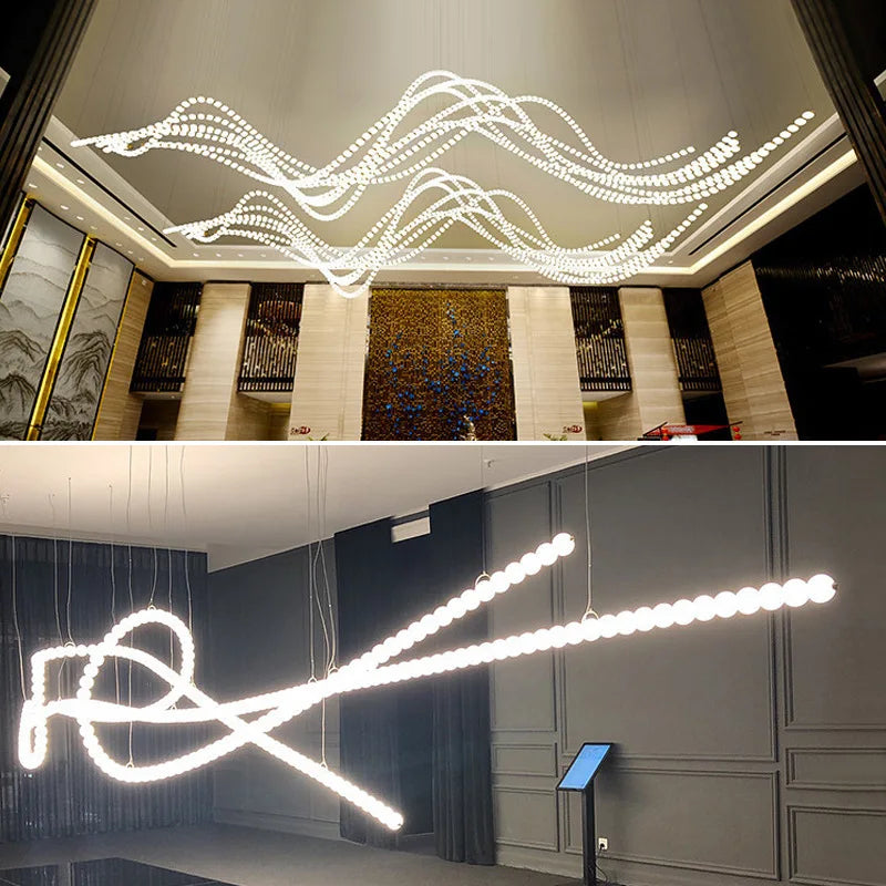 Afralia™ Pearl Necklace Chandelier: Modern Luxury Lighting for Staircase Living Room Foyer