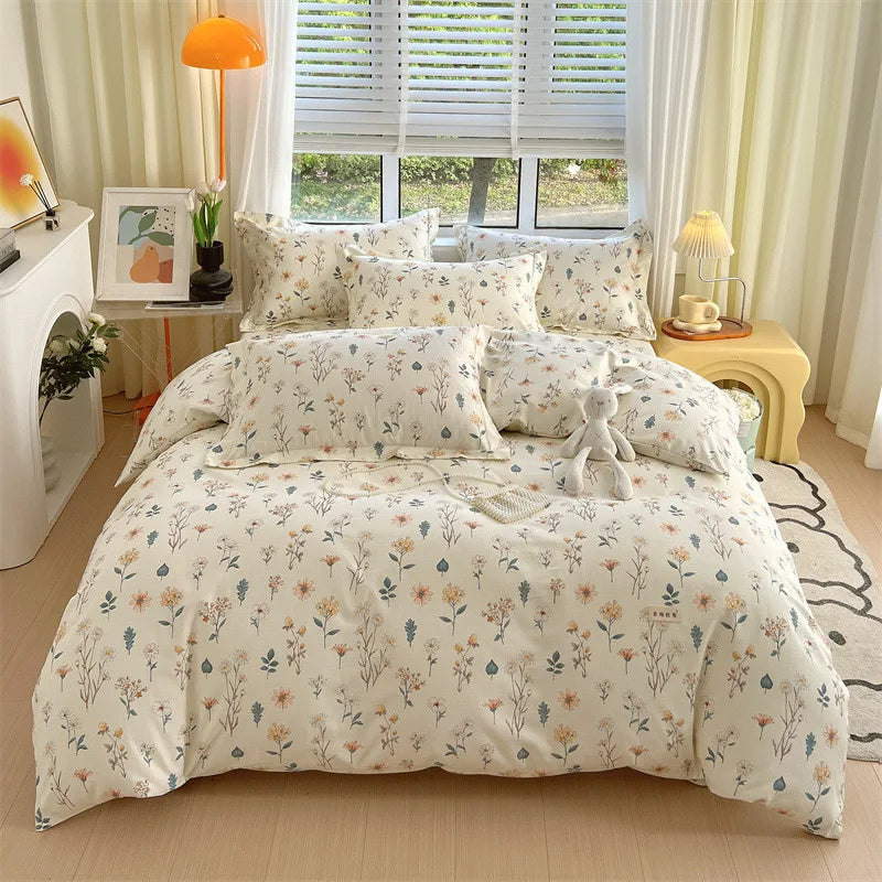 Afralia™ Cotton Stripe Comforter Cover Set for Single Double Bed - Autumn Winter