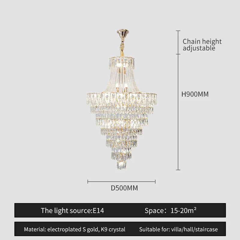 Afralia™ Crystal Chandelier Art Living Room Lighting for Duplex Buildings and High-End Restaurants