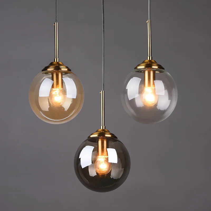 Afralia™ Smoke Gray Glass Ball Pendant Chandelier for Home Decor