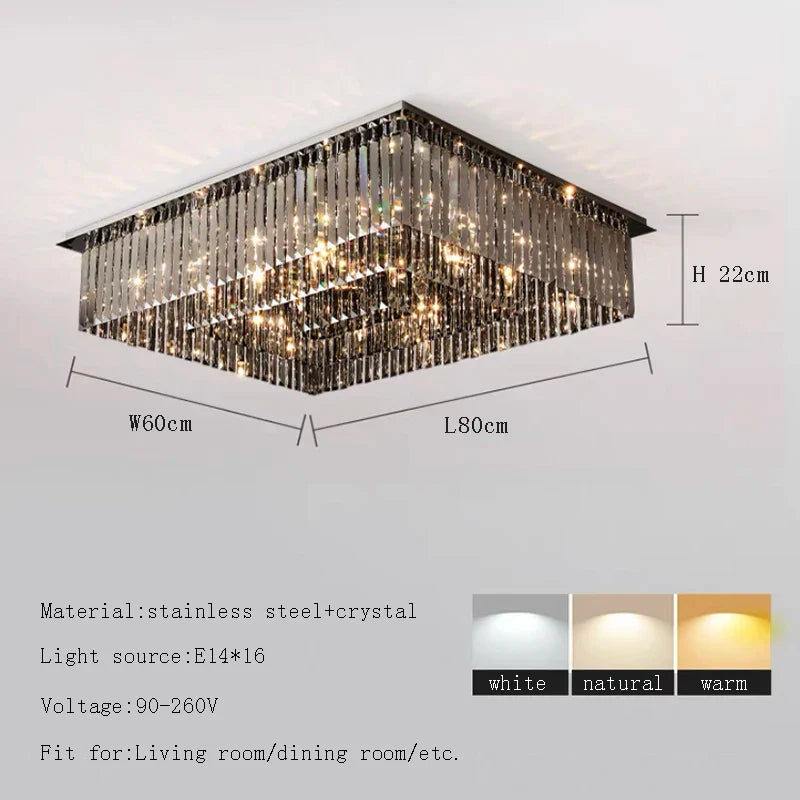 Afralia™ Luxury Black Crystal Ceiling Light for Modern Home Decor and Lighting