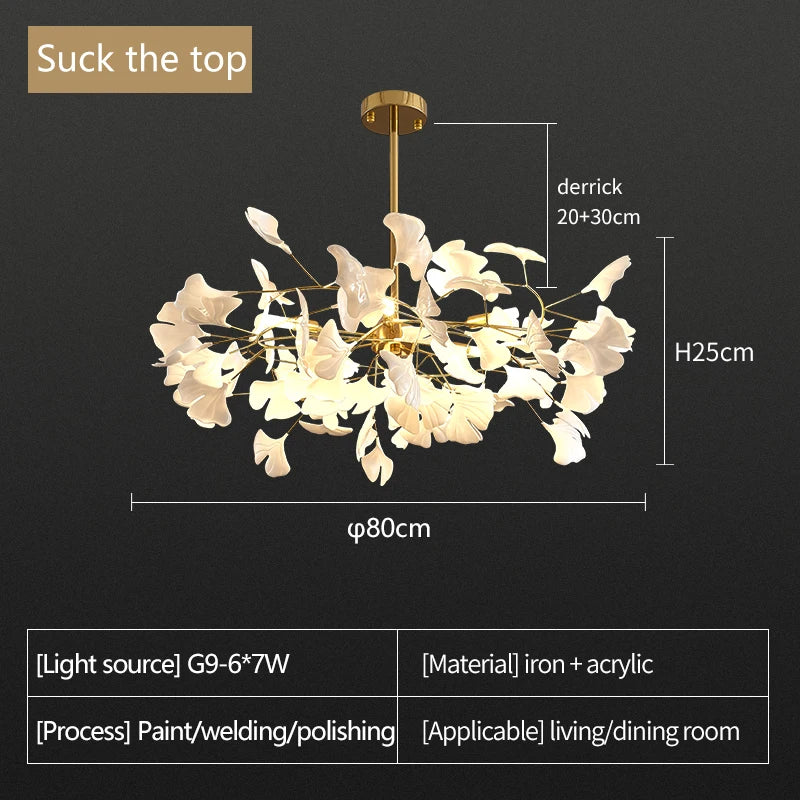 Afralia™ Nordic Ginkgo Leaf Chandelier - Modern Luxury Ceiling Light