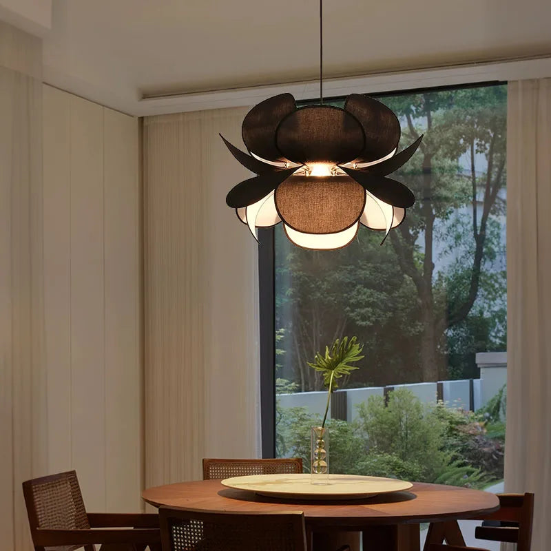 Afralia™ Wabi Sabi Fabric Petals LED Chandelier Pendant Lights, Home Decor Hanging Lamp