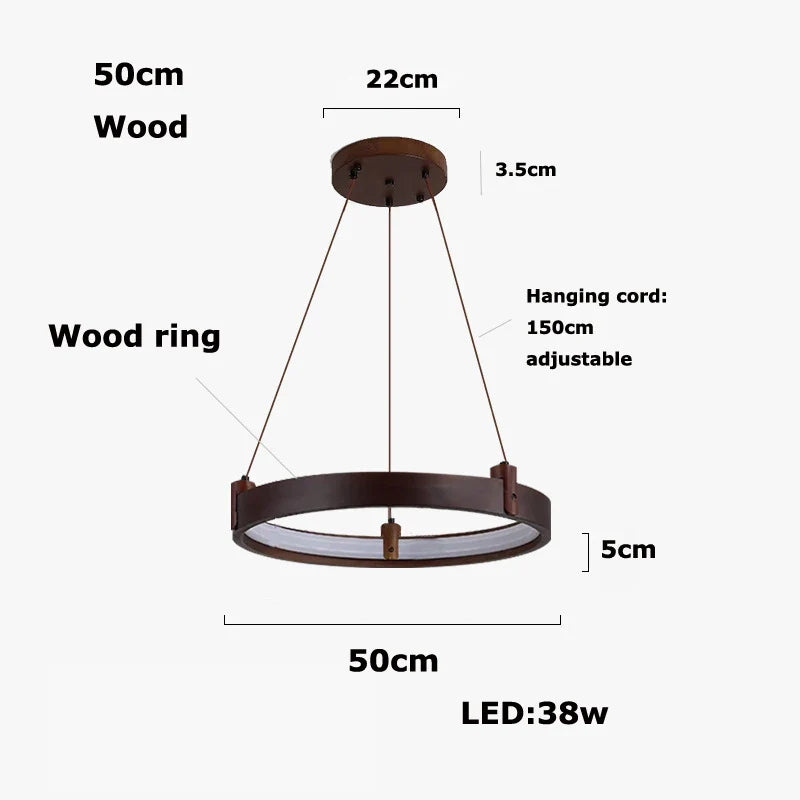 Afralia™ Stone Wood Ring LED Chandelier for Foyer Bedroom