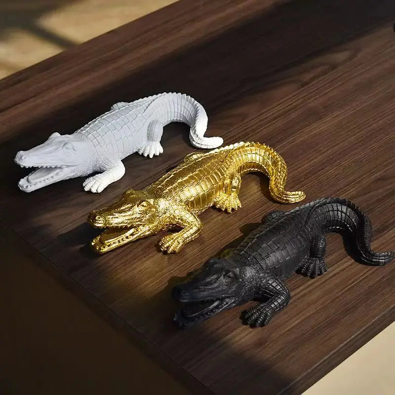 Afralia™ Crocodile Wildlife Sculpture Statue Decor for Home Interiors & Desk Display