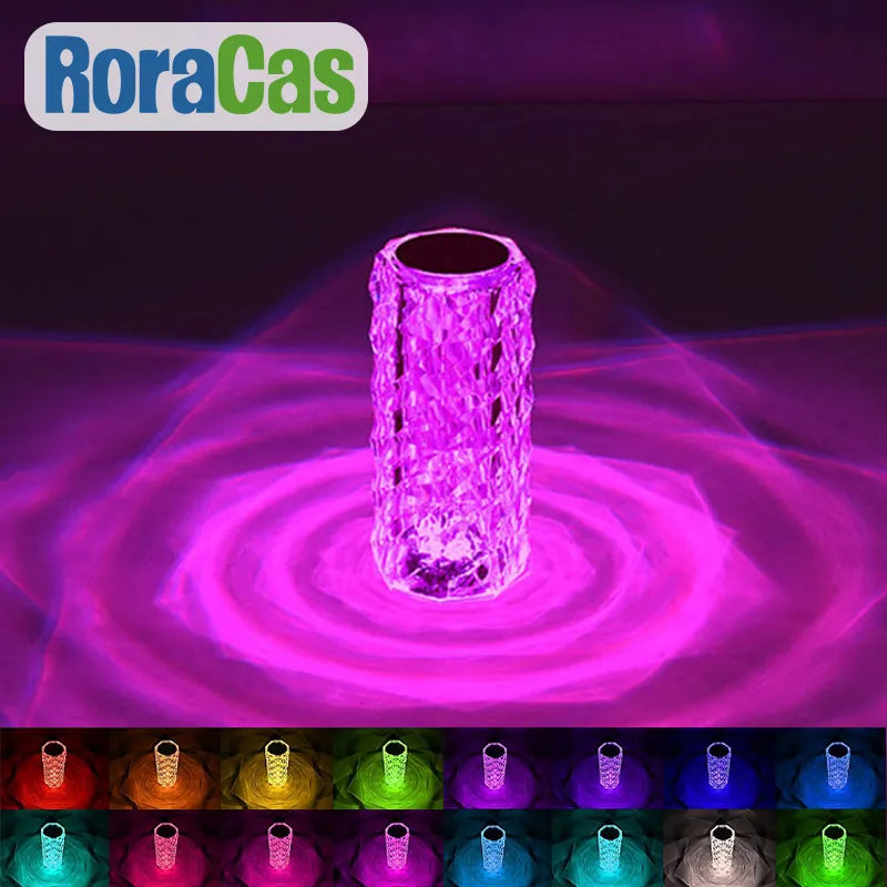 Afralia™ Crystal LED Night Light, USB Rechargeable Ambient Lamp for Room Decor