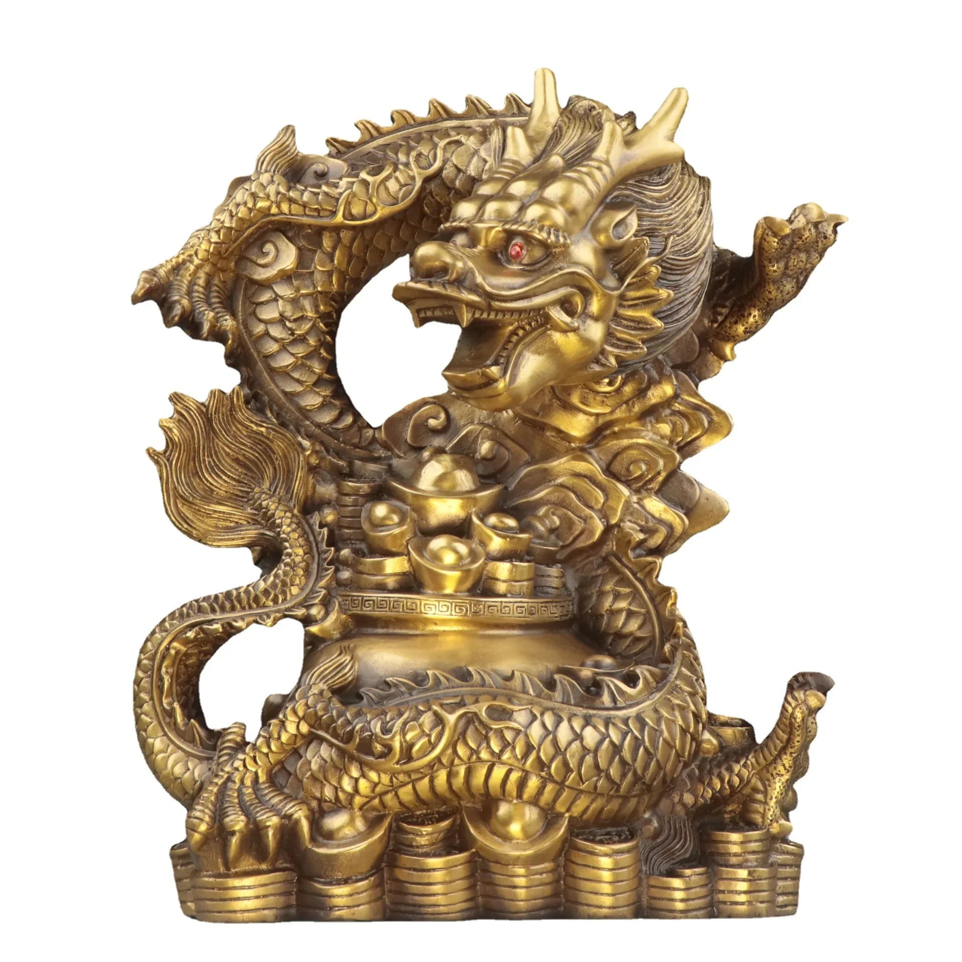 Afralia™ Dragon Zodiac Pure Copper Bowl Ornament for Home Decor