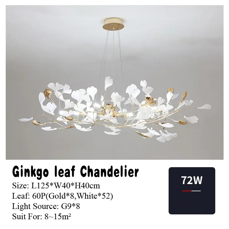 Afralia™ Ginkgo Leaf Pendant Chandelier for Nordic Romantic Living Room Decor
