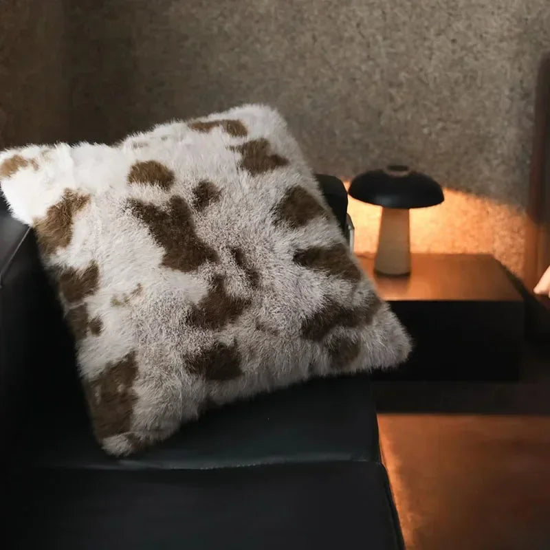 Afralia™ Luxe Zebra Faux Fox Fur Sofa Cushion: Soft Fluffy Chair Bed Decor Pillow