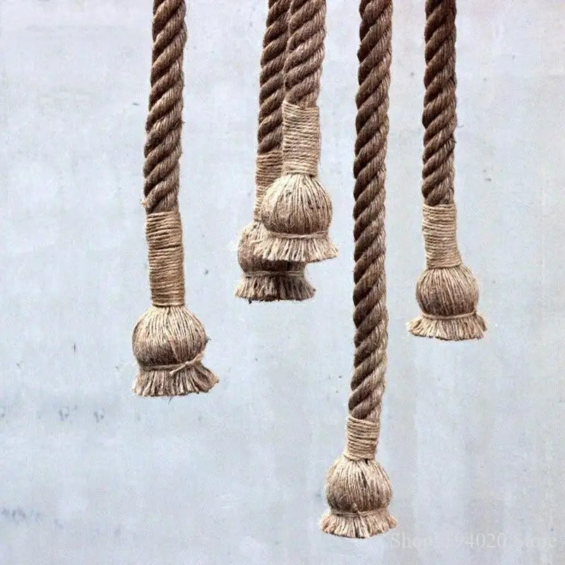 Afralia™ Retro Hemp Rope Pendant Lights Bar DIY Creative Led Fixture