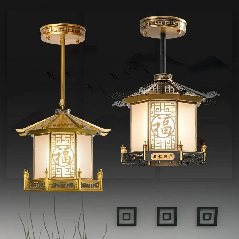 Afralia™ Chinese Style Balcony Pendant Light