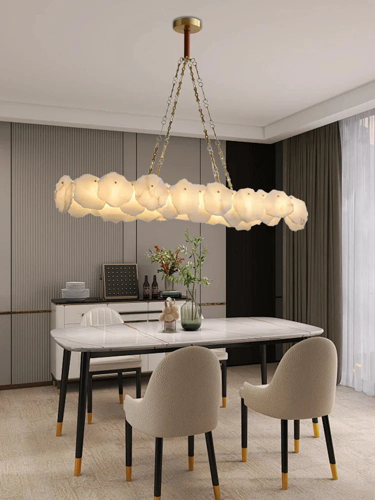 Afralia™ Brass Marble Ceiling Chandelier: Modern Living Room Dining Table Hanging Lamp