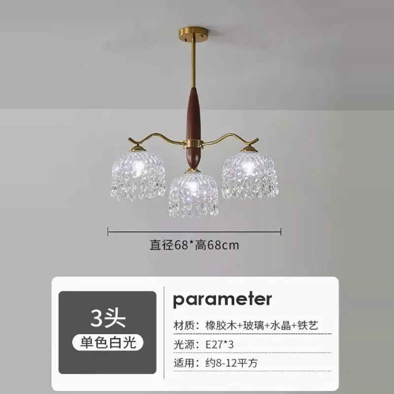 Afralia™ Retro Rose Glass Chandelier Daily Lighting for Living Room & Bedroom