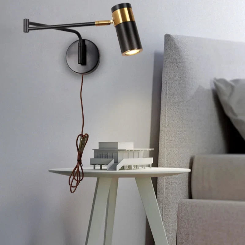 Afralia™ Rotatable LED Wall Sconce Swing Arm Light Fixture for Study and Bedside