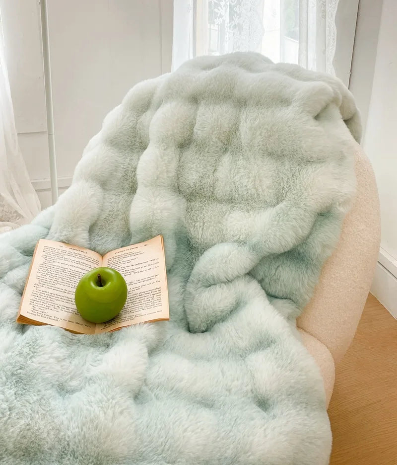 Afralia™ Plush Rabbit Fur Blanket: Ultra Soft Cozy Nap Sofa Cover for Winter Living.