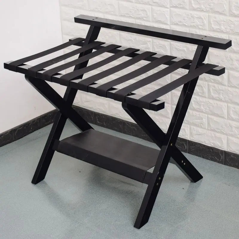Afralia™ Folding Luggage Rack with Storage Shelf - Heavy-Duty Solution for Guest Room