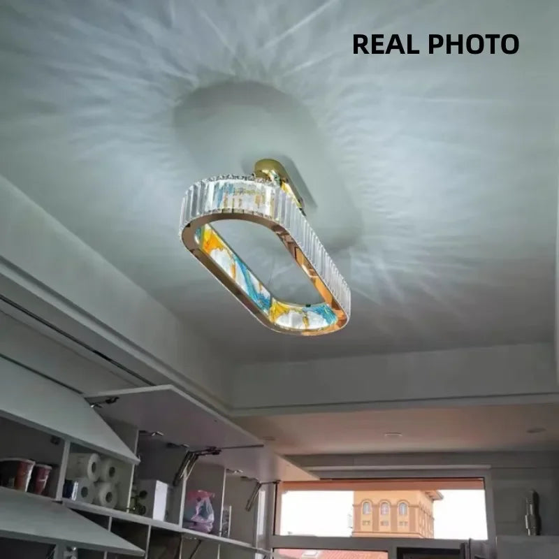 Afralia™ Circle Steel LED Pendant Chandelier, Modern Dimmable Lighting for Living Room Home Decor