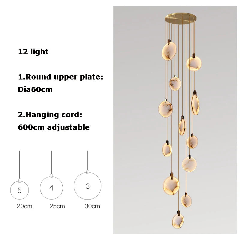 Afralia™ 2025 Art Deco Marble Golden Lustre LED Chandelier Lighting