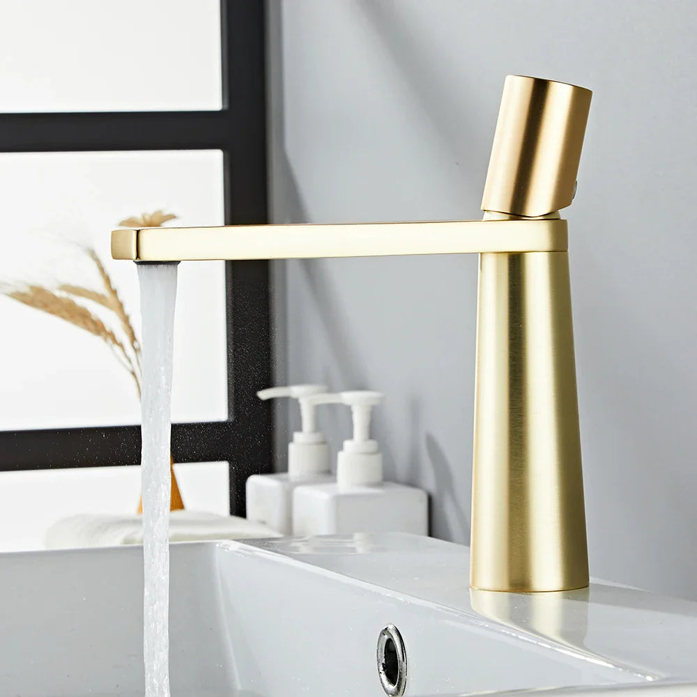 Afralia™ Brass Bathroom Faucet Mixer Tap, Black/Gold Finish, Single Handle Hot/Cold Lavatory