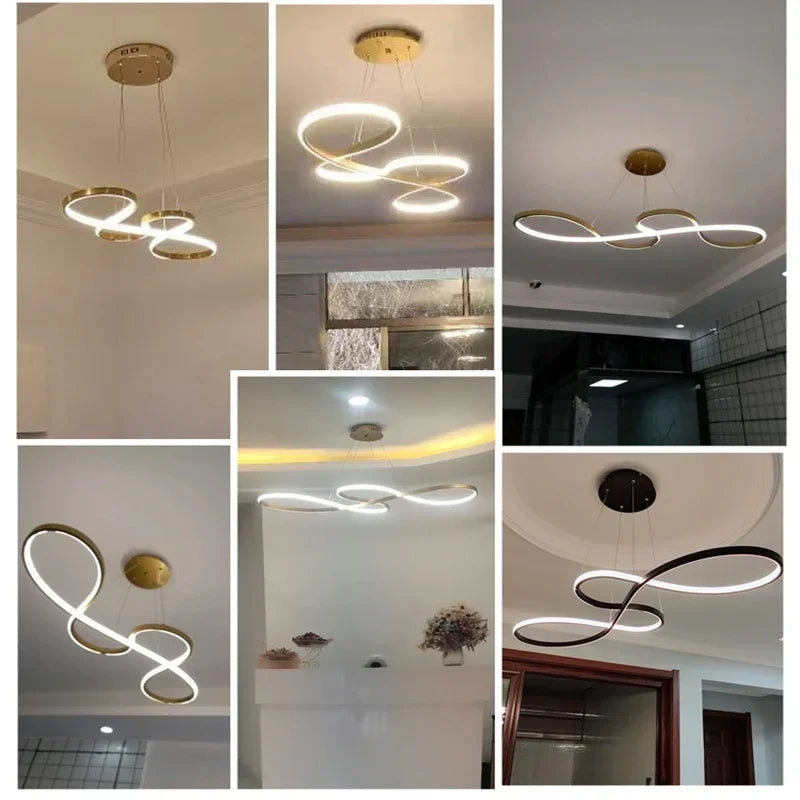 Afralia™ Gold LED Chandelier: Modern Nordic Hanging Lamp for Dining Room, Kitchen, Bar, Office