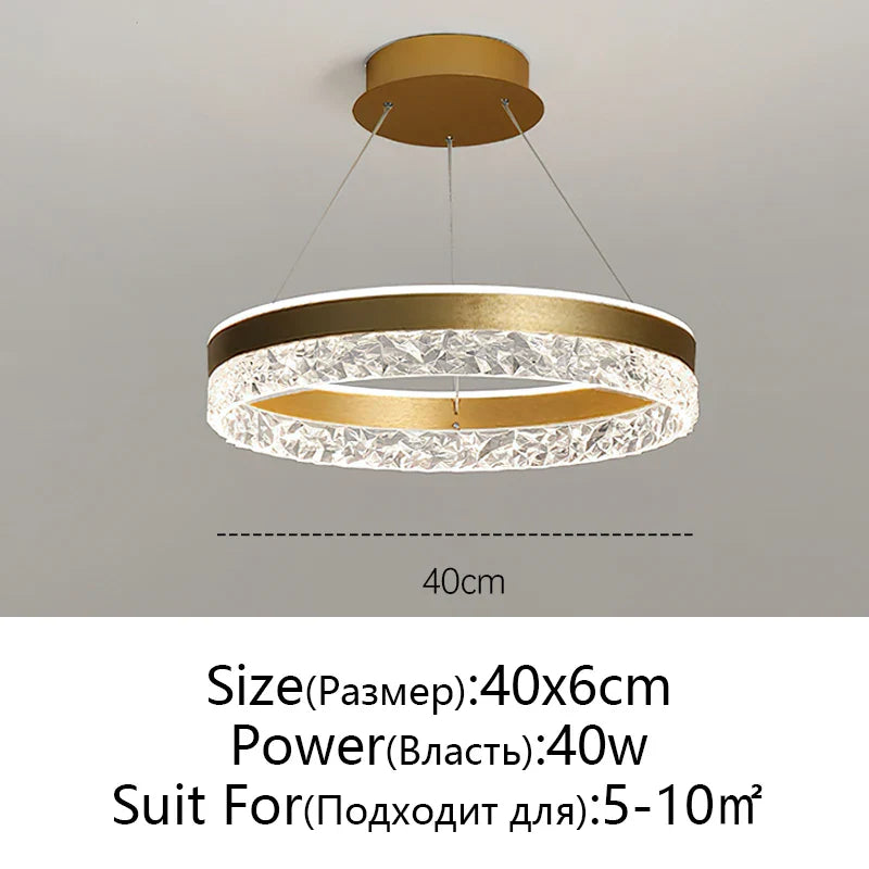 Afralia™ Crystal Rings LED Chandelier Black&White Frame