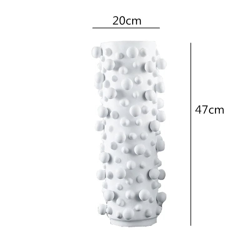 Afralia™ Black White Abstract Dots Resin Vase Irregular Bumps Home Decoration Organizer