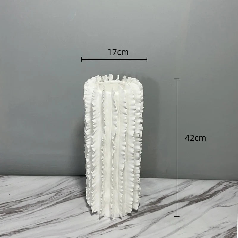 Afralia™ Hand-Stacked Pleated Ceramic Vase, Irregular Ripples, Home Decor Accessory