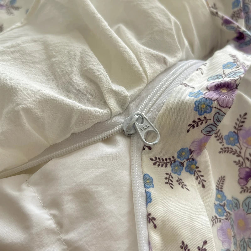 Afralia™ Small Floral Lace Ruffles Princess Bedding Set with Vintage Charm