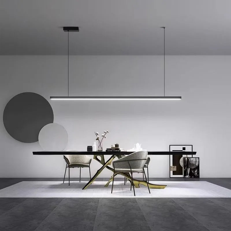 Afralia™ LED Chandelier: Contemporary Linear Hanging Lamp for Dining Room & Office