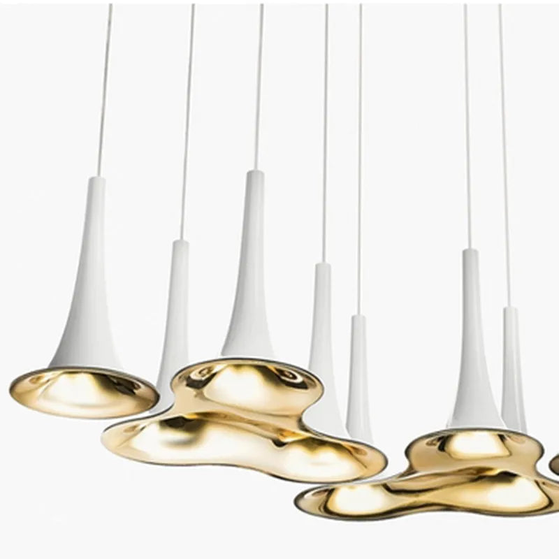 Afralia™ Minimalist Gold & White Pendant Light for Living Room & Bedroom