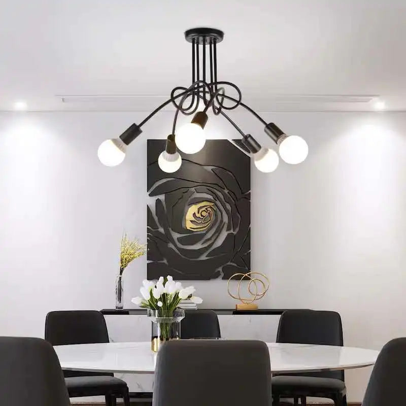 Afralia™ Retro Industrial Chandelier for Dining Kitchen Living Room - Stylish Ceiling Light Fixture