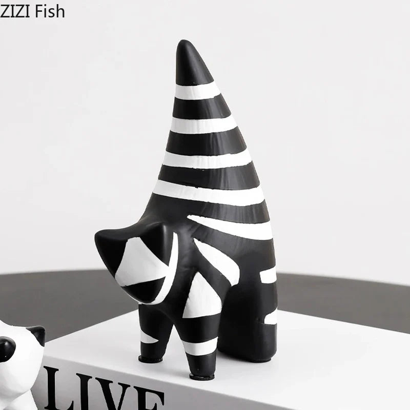 Afralia™ Striped Kitten Sculpture - Desk Decoration Resin Cat Statue for Room Aesthetics