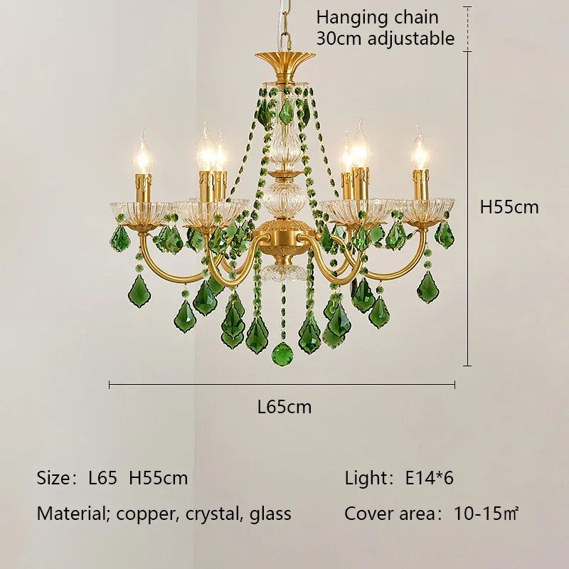 Afralia™ Green Crystal Chandelier for Living Room - Bohemian Style LED Pendant Lighting