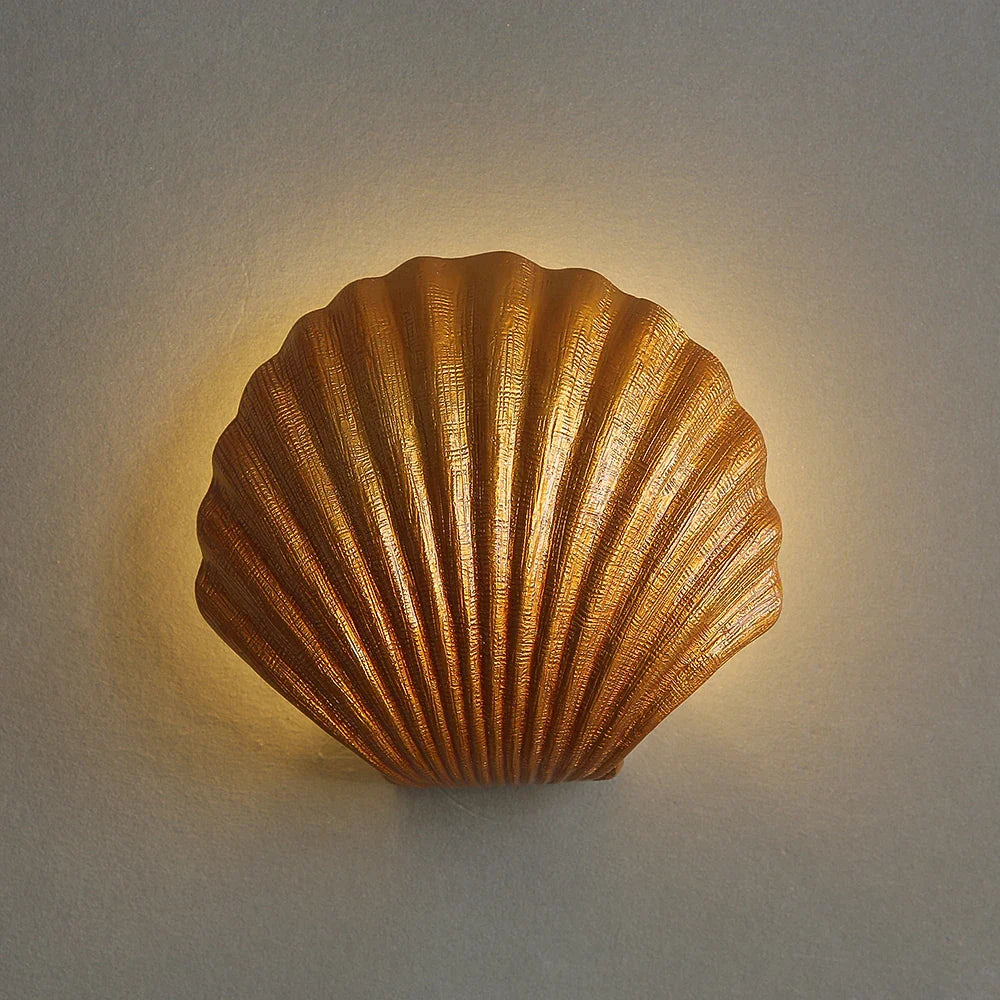 Afralia™ Modern Sea Shell LED Wall Lamps Resin Lampshade Indoor Lighting for Bedroom and Living Room