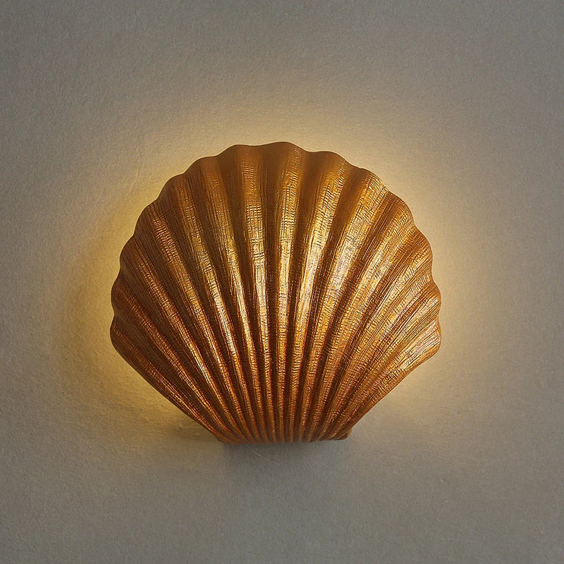 Afralia™ Modern Sea Shell LED Wall Lamps Resin Lampshade Indoor Lighting for Bedroom and Living Room