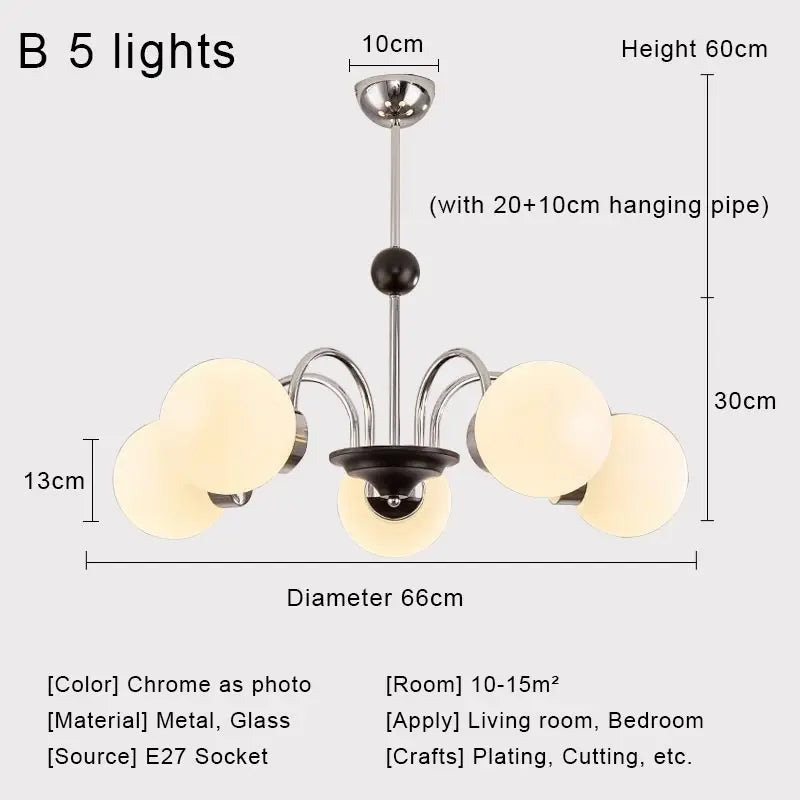 Afralia™ Nordic Chrome Glass Ball Led Chandelier for Modern Home Decor