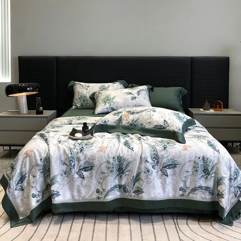Afralia™ Lyocell Fiber Flowers Summer Quilt Bedding Set - Soft & Silky Comforter with Bed Sheet