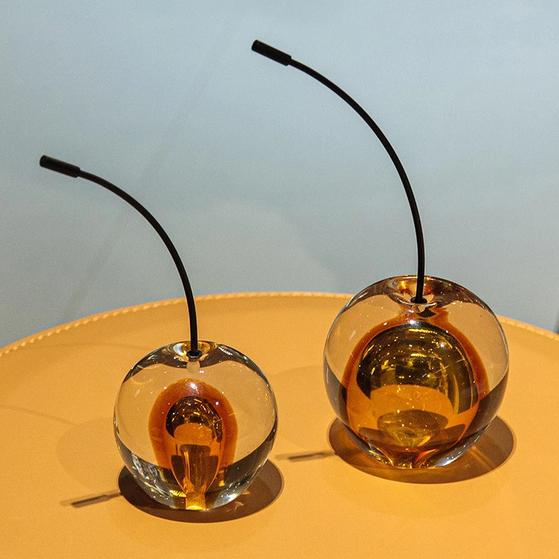 Afralia™ Crystal Cherry Sculpture - Clear Cherry Decorative Figurine