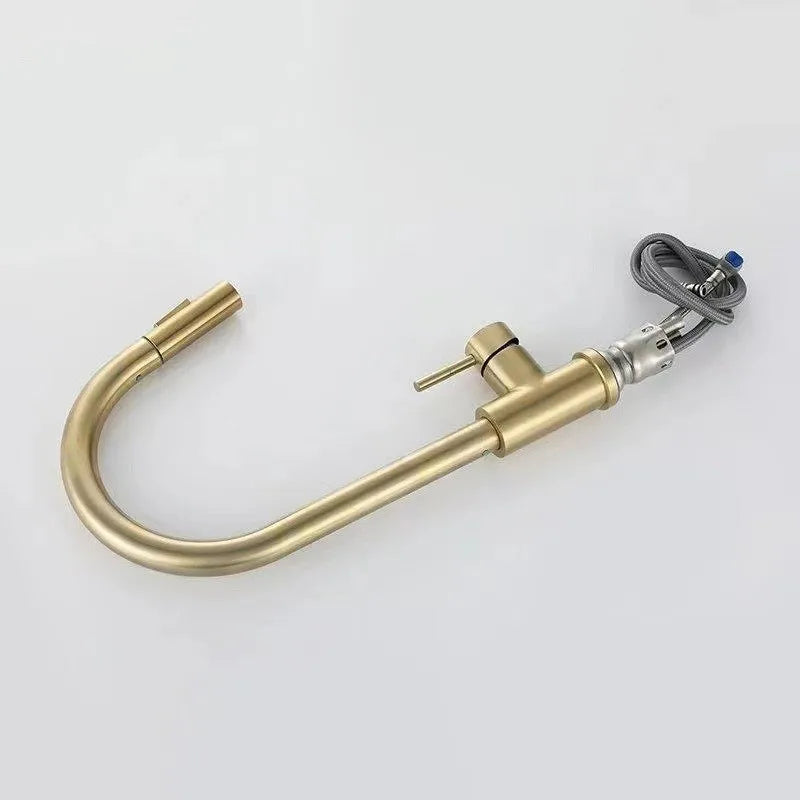 Afralia™ Brushed Gold Pull Out Kitchen Faucet Luxury Black Sink Tap Kitchen Mixer