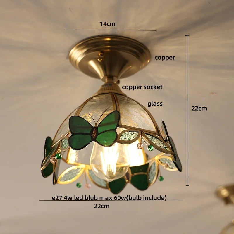 Afralia™ Tiffany Style Glass LED Ceiling Light
