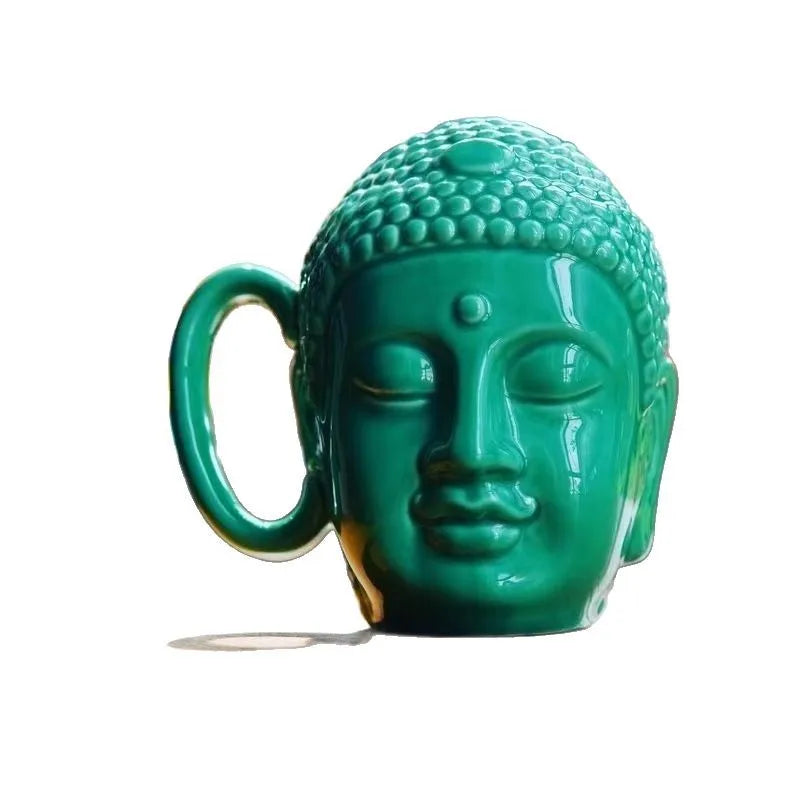 Afralia™ Buddha Sculpture Ceramic Coffee Cup with Covered Handle - Character Portrait Mug