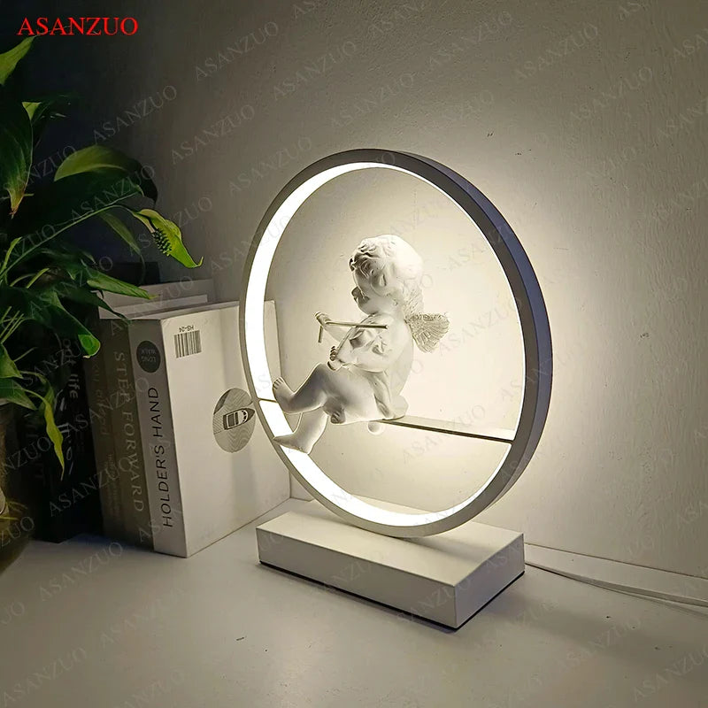 Afralia™ Dimmable Angel Table Lamp for Dream Bedroom Decor & Warm LED Lighting