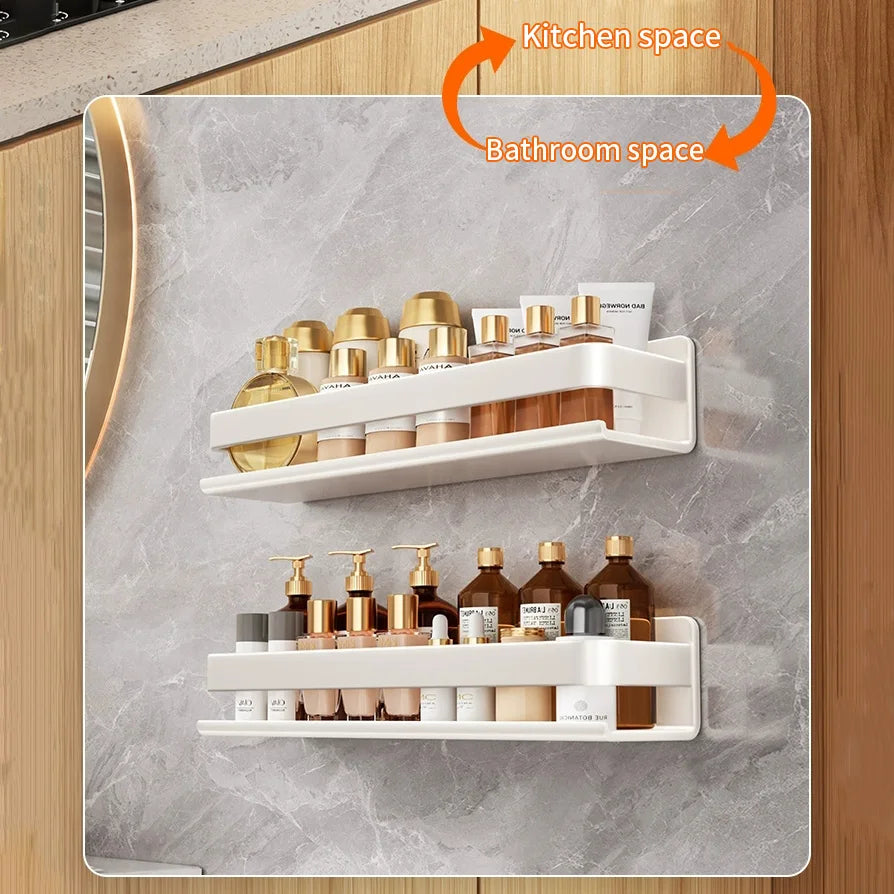 Afralia™ Metal Corner Makeup Organizer Shelf for Kitchen, Bathroom, and Shower Storage