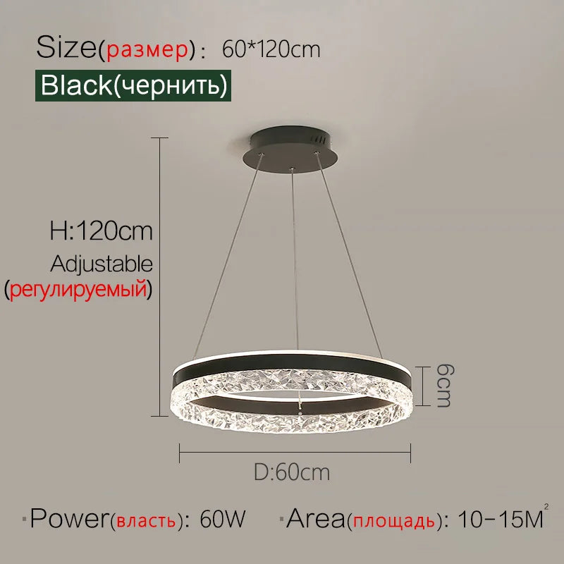 Afralia™ Crystal Ring LED Pendant Light - Modern Home Lighting for Bedroom and Restaurant