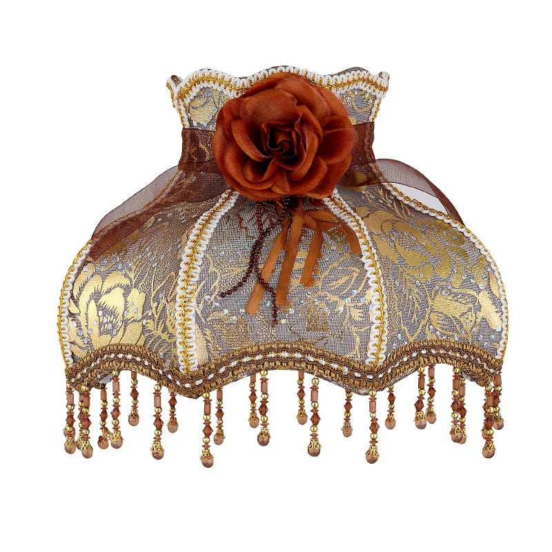 Afralia™ Embroidery Lace Fabric Table Lamp Shade - Pleated Design for American Style